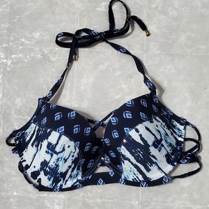 Abercrombie Dark Blue/White Print Bikini Top